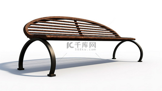 黑背景图片_具有弧形设计白色背景前视图的公园长椅的 3D 渲染