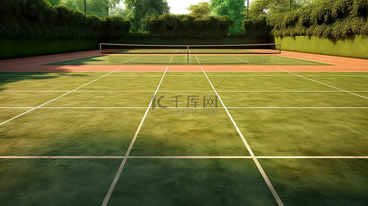 网球场的 3d 呈现器