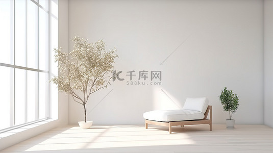 室内简约式背景图片_简约日式风格宁静室内空间的 3D 渲染