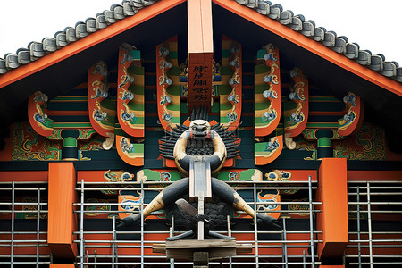 韩国建筑背景图片_正在建设中的一座古老的韩国建筑