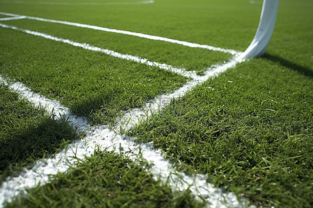 足球背景图片_草地上有白色油漆线的足球门