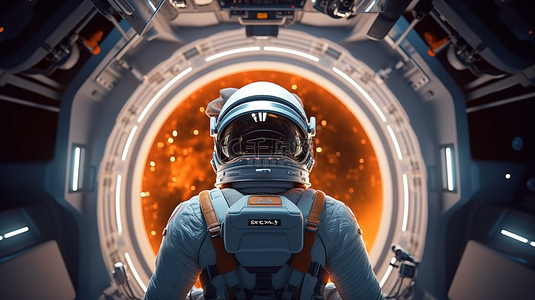 孤独背景图片_未来飞船中的孤独太空探险家 一名孤立的宇航员的肖像