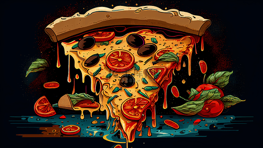 pizza背景图片_比萨芝士插画背景
