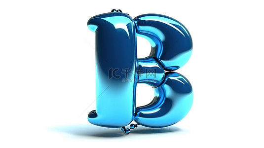 闪亮的蓝色气球，形状为“宝贝”一词，白色背景上的 3D 插图
