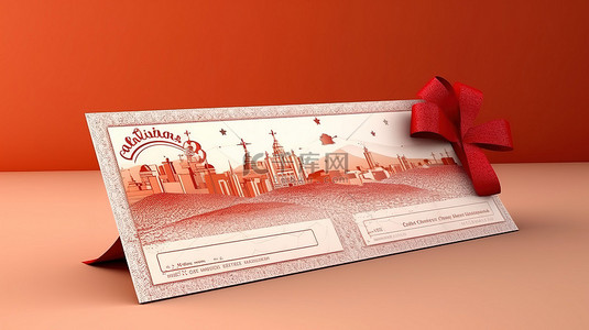 圣诞节和新年节日礼券和证书的 3D 渲染插图