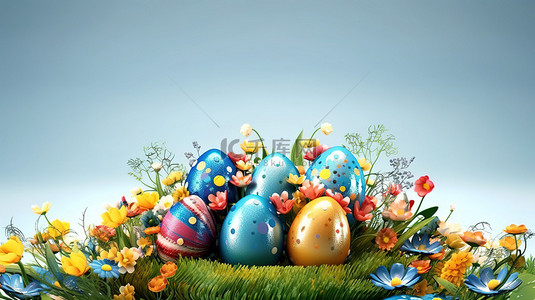 復活節背景图片_复活节贺卡的 3d 插图