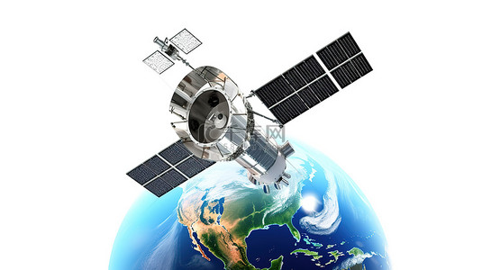 3d 渲染当代全球导航卫星在白色背景