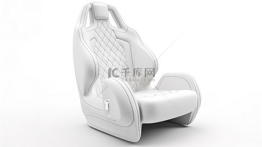在白色织物汽车座椅的白色 3d 渲染器上隔离