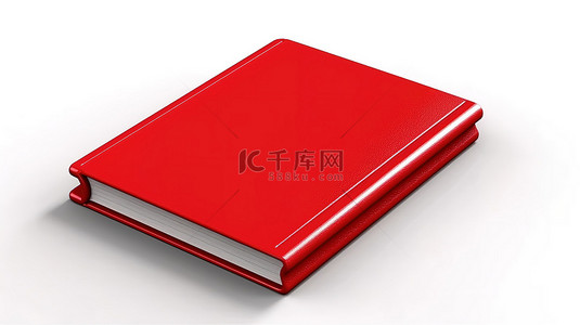 白色背景上的一本红书的孤立 3D 插图
