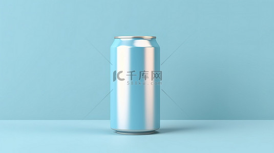 3d 呈现的蓝色背景品牌模型具有逼真的汽水罐