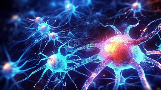 大脑中神经元细胞的 3D 插图推进生化和医学研究