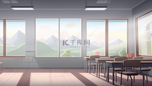 教师节背景图片_漫画风格教室背景