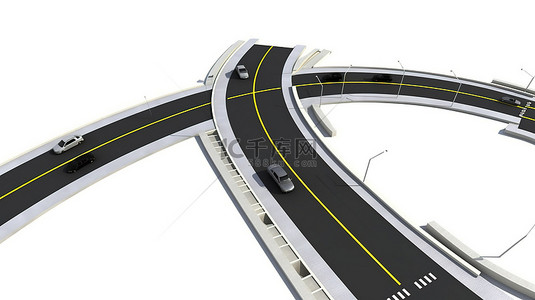 航空公司求职简历背景图片_独立 3D 设计中白色背景下高速公路的高架视图