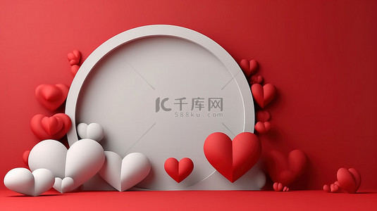 生日模板背景图片_用纸艺 3D 红心设计在空白空间背景上庆祝情人节母亲节或周年纪念日的爱情