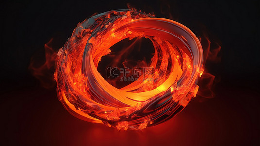 红色橙色优雅的旋转元素令人惊叹的 3D 渲染