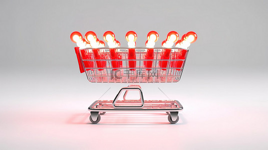 现代世界背景图片_在现代世界购物，发光的红色方向箭头在白色背景上导航全球购物车手推车3D 渲染