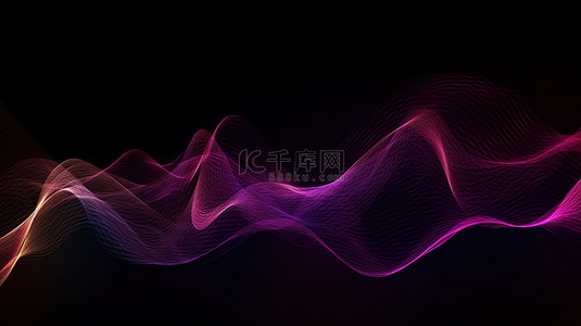 紫色波浪背景图片_充满活力的紫色 3d 抽象背景与运动中的波浪线