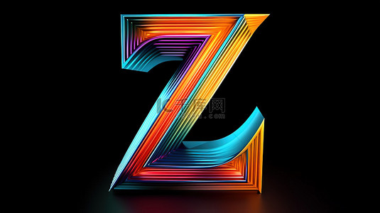 字体设计背景图片_3d 渲染字母 z 中的当代彩色线条字体字母表