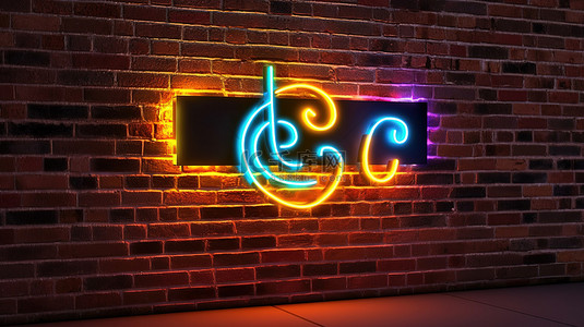 音乐主题背景图片_充满活力的霓虹灯标志照亮砖墙，迷人的 3D 视觉渲染与音乐主题背景