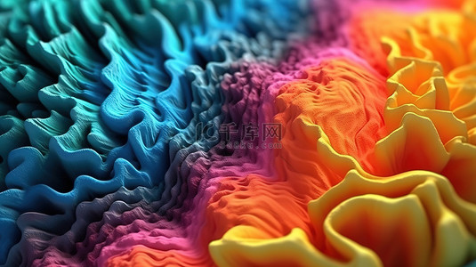 绿色几何背景图片_充满活力的珊瑚抽象背景的 3d 插图