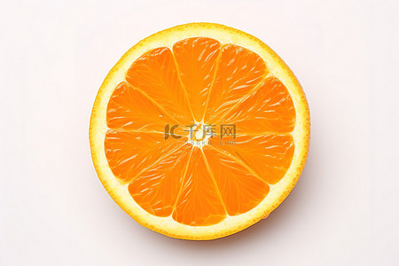 白色背景图像上的橙色一半