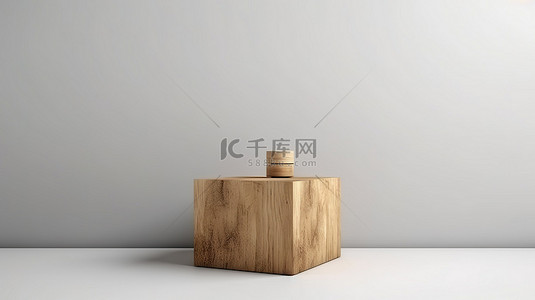 酒背景背景图片_白墙上显示的 3D 渲染木胶合板盒样机