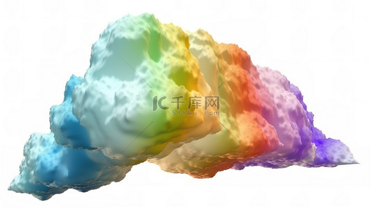 天气现象背景图片_白云中 3d 渲染的多彩多姿的彩虹现象