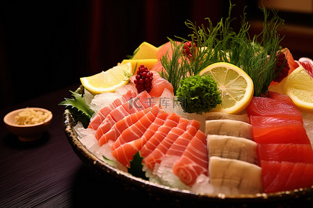 碗里有切片的生鱼和新鲜蔬菜