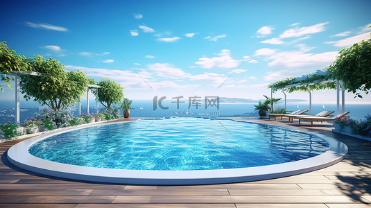 酒店背景图片_从令人惊叹的泳池露台欣赏令人惊叹的海景，沉浸在宁静之中
