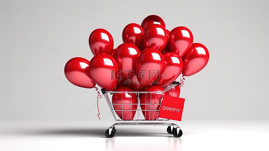 红旗小红旗背景图片_闪闪发光的红色气球黑色星期五销售传单，具有 3D 渲染中时尚水平框架