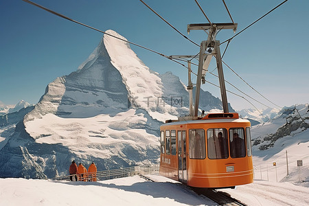 天气背景图片_马特洪峰南部的 bergbahnen 和高山缆车