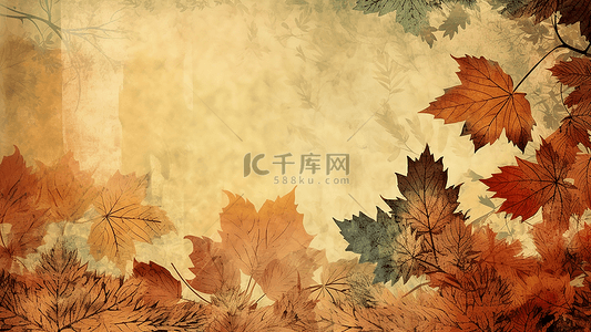 秋天的叶子卡通背景图片_秋天枫叶植物边框