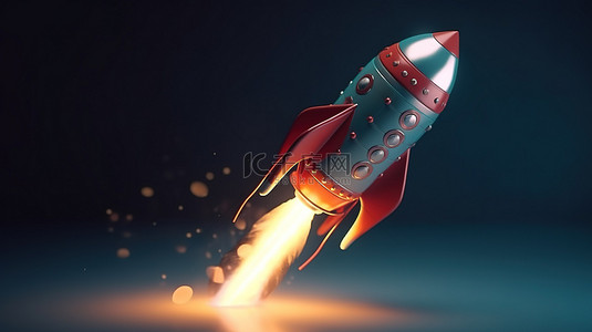 开业背景图片_推动您的业务成功 3d 渲染火箭主题与箭头概念
