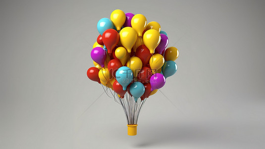 思想落后背景图片_社交媒体气球符号，带有评论图标和 3D 渲染表情符号，用于想法反馈和思想反应