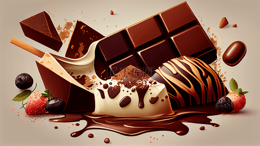 巧克力碎背景图片_巧克力冰淇淋插画背景