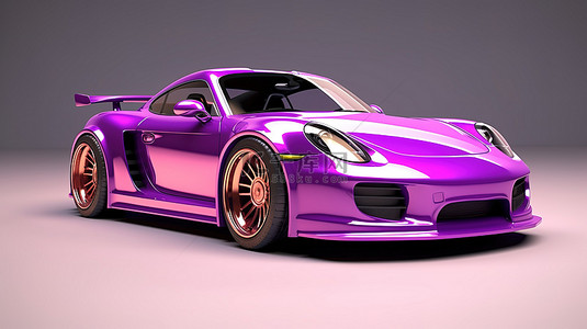 带有特殊零件和车轮扩展的小型紫色跑车轿跑车的高级赛车调整 3D 渲染