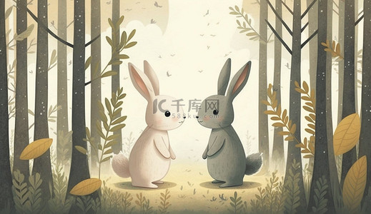 Q版背景图片_兔子卡通可爱背景