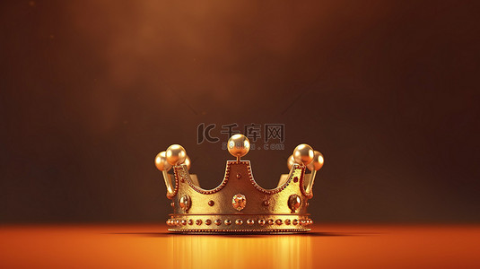 奢华王子皇冠的 3D 渲染，在耀眼的帕特尔背景上象征着胜利和成功