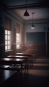 学校教室课桌昏暗背景