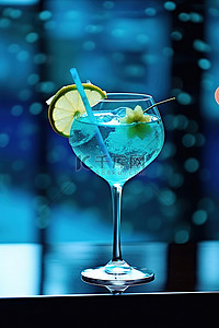 酒背景图片_带蓝色雨伞的鸡尾酒