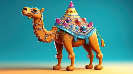 生日背景图片_1 俏皮的单峰骆驼3D渲染