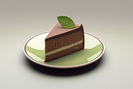 一片茶叶背景图片_一片带有绿叶的蛋糕