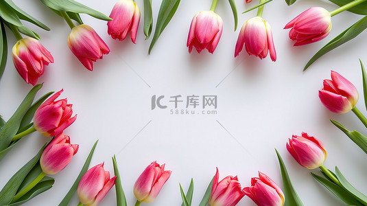 春天背景图片_郁金香花朵美丽的框架背景