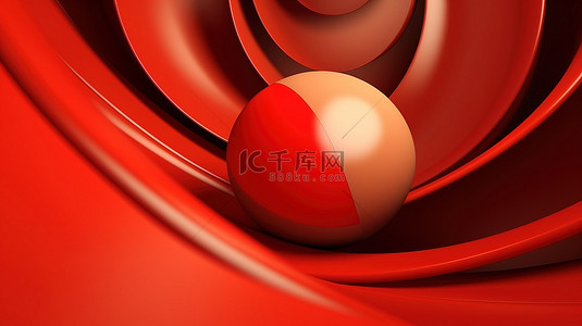 变形金刚电影背景图片_米色背景抽象插图的 3D 渲染，具有变形的红色球体
