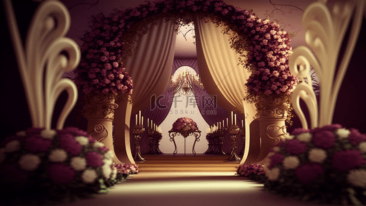 婚礼背景主题婚礼背景图片_婚礼鲜花欧式红色背景