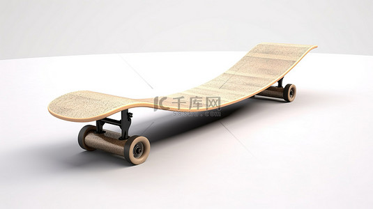 滑板公园背景图片_简约环境中的当代滑板和木制半管坡道 3D 渲染