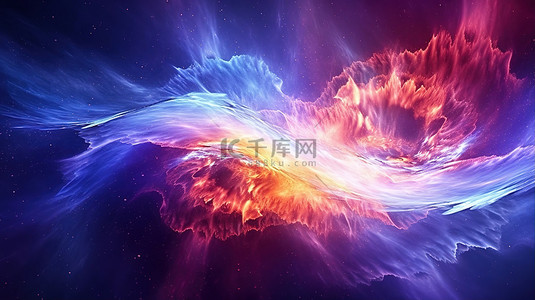 宇宙爆炸背景图片_超新星充满活力的等离子体波和涟漪的 3D 渲染