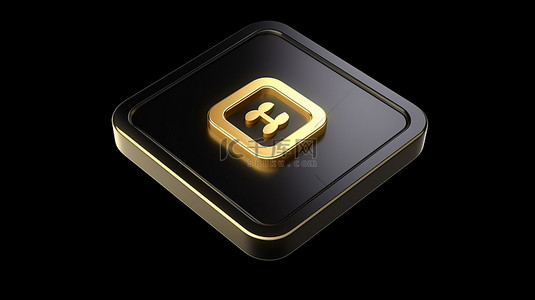 卡通风格的金币，带有美元符号，以 3D 渲染呈现在黑色方形按钮上，非常适合界面 ui ux 设计元素