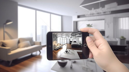 智能家居界面背景图片_智能手机应用程序可实现 3D 渲染的公寓控制