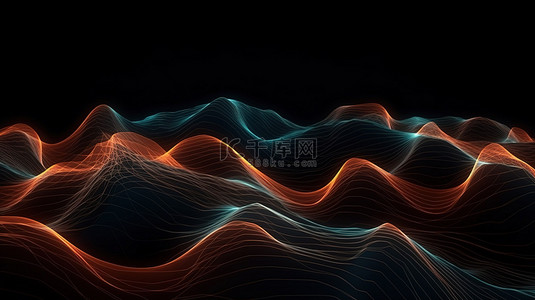 运动背景图片_3D 渲染中的抽象线波背景